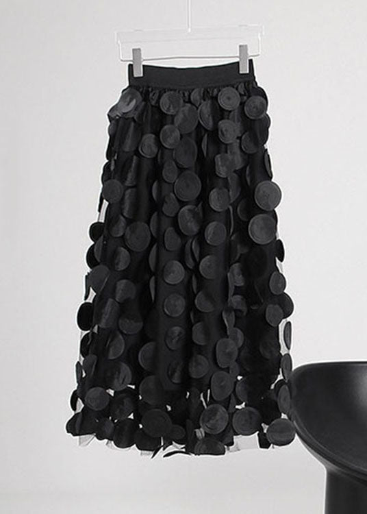 fashion Black dot Patchwork Tulle Skirts Spring