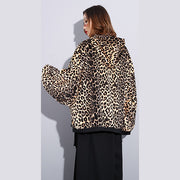 fashion Leopard t shirt Loose fitting hooded clothing tops fine Batwing Sleeve tops