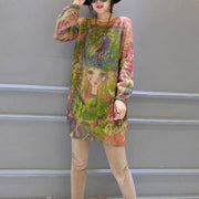 Modischer Pullover mit neuem Mädchendruck aus Baumwolle in Übergröße, lässiger, mittellanger Strickpullover mit Blumenmuster