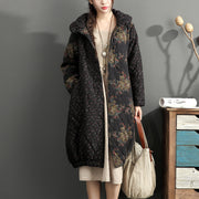 fashion thick warm print patchwork cotton cardigans plus size linen long sleeve winter coats