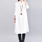 fashion white linen shift dress casual holiday dresses Fine Cinched solid color linen cotton dress