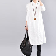 fashion white linen shift dress casual holiday dresses Fine Cinched solid color linen cotton dress