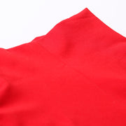 fashion women red cotton dresses long front open high neck Dress