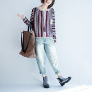 fine cotton striped knit cardigans plus size casual long sleeve short sweater outwear