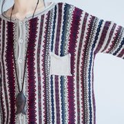 fine cotton striped knit cardigans plus size casual long sleeve short sweater outwear
