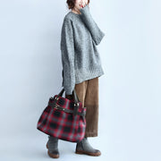 gray 2024 casaul cotton sweater plus size back side open long sleeve knit tops