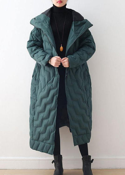 green down coat winter oversize hooded winter jacket asymmetric Warm winter outwear - SooLinen