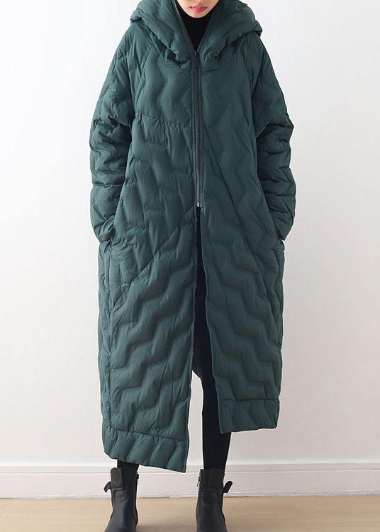 green down coat winter oversize hooded winter jacket asymmetric Warm winter outwear - SooLinen