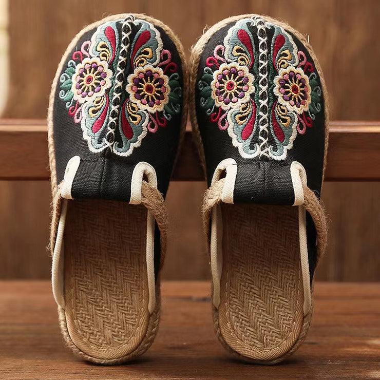 2024 Linen Floral Shoes flip flop Flats