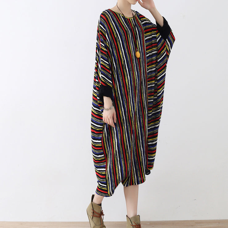 long sleeved striped caftans oversized casual cotton dresses long maxi dress
