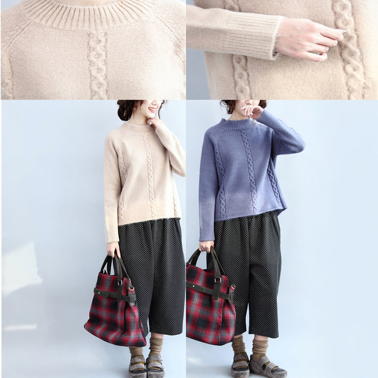 new beige casual cotton cable knit tops oversize side open fashion sweater