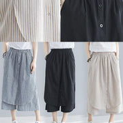 new black cotton casual pants skirts plus size elastic waist pants skirts - SooLinen