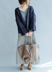 neue blaue Strickjacken aus Baumwolle mit asymmetrischem Design, klobige, übergroße Modemäntel