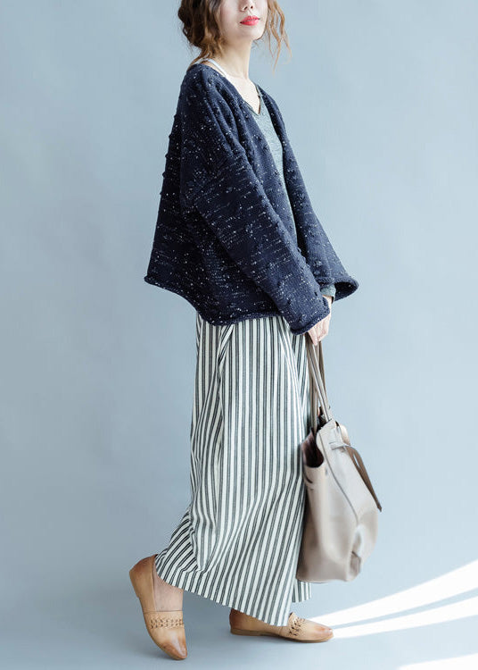 neue blaue Strickjacken aus Baumwolle mit asymmetrischem Design, klobige, übergroße Modemäntel
