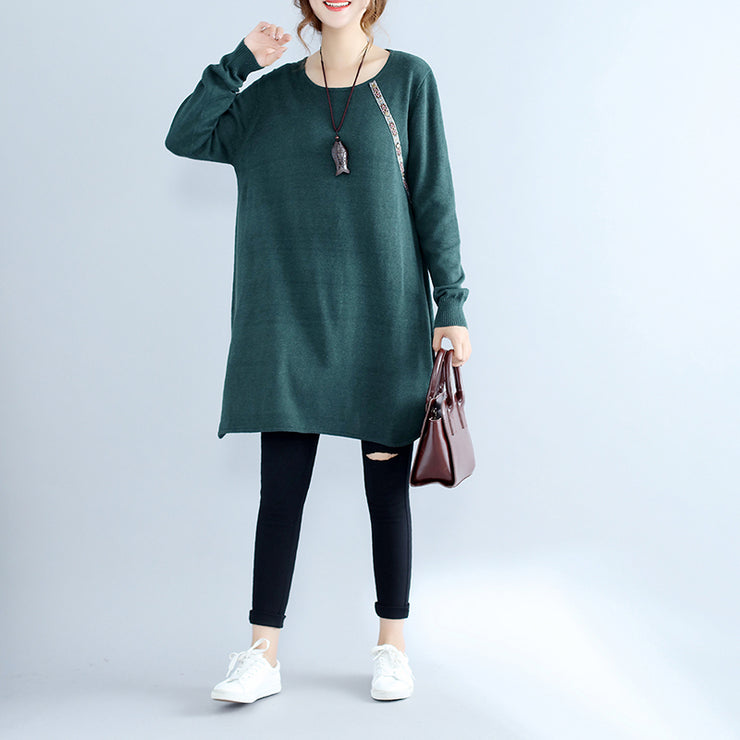 new casual green cozy cotton sweater dress oversize casual women knit dresses