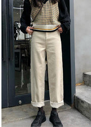 new fall women casual wide leg pants wild corduroy trousers - SooLinen
