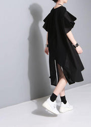new fashion black cotton blended skirts women casual side open skirts - SooLinen