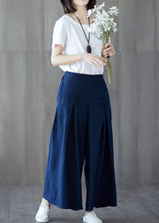 new linen casual wide leg pants plus size Chinese Button  pants - SooLinen
