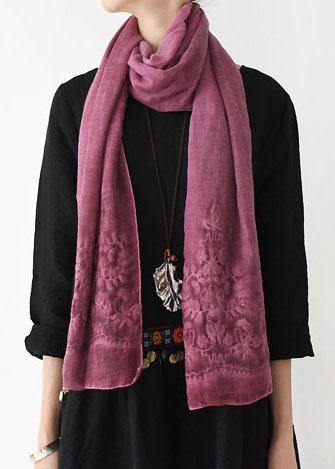 New Orange Pink Cute Rectangle Scarves Women Casual Warm Embroidery Scarf - SooLinen