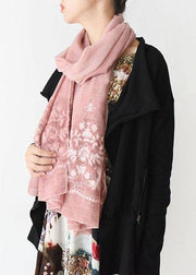New Orange Pink Cute Rectangle Scarves Women Casual Warm Embroidery Scarf - SooLinen