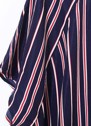 new summer stylish red blue striped batwing sleeve tops and casual lantern pants - SooLinen