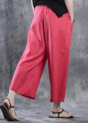 new white red linen women casual crop pants - SooLinen
