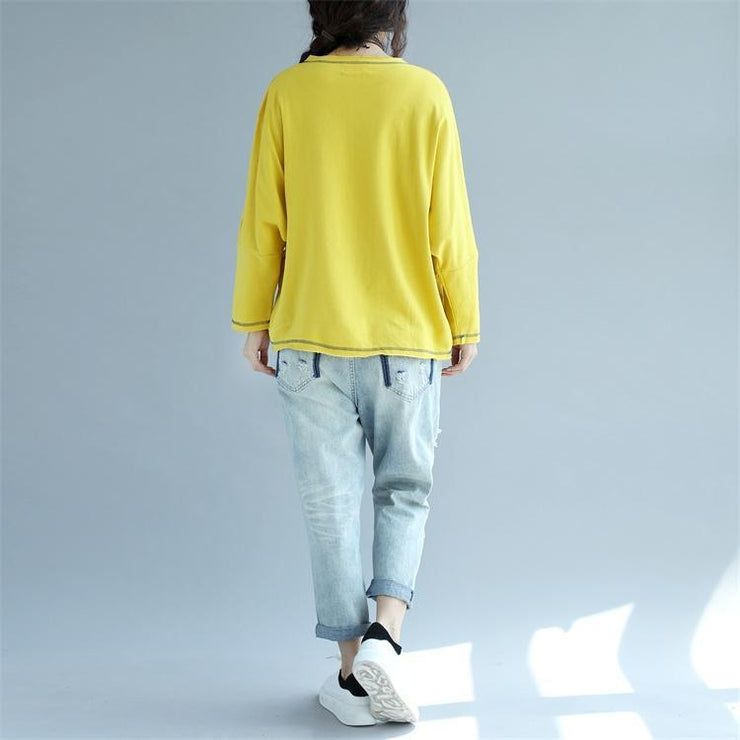 neuer gelber lässiger Pullover, klobiges, übergroßes T-Shirt mit Ärmeln