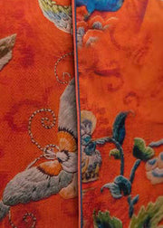 originelles Design Roter Stehkragen bestickte Seidenweste im chinesischen Stil, ärmellos
