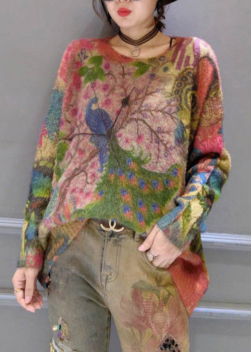 oversize vintage prints corduroy sweater thick warm long sleeve knit tops
