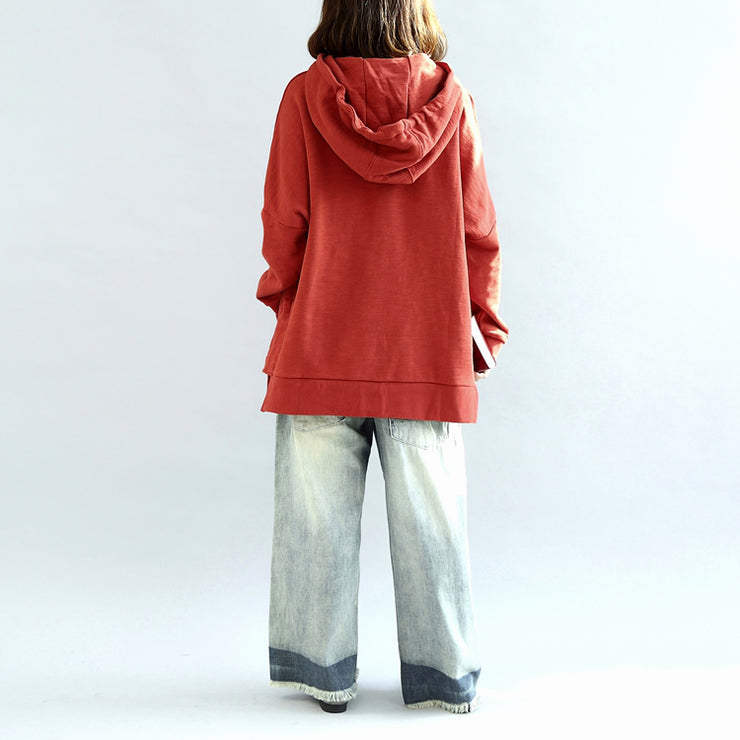 oversized red hoodies casual cotton pullover tops warm winter dress