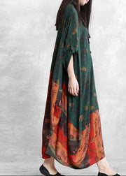 Plus size patchwork stand collar dresses Work floral Dresses - SooLinen