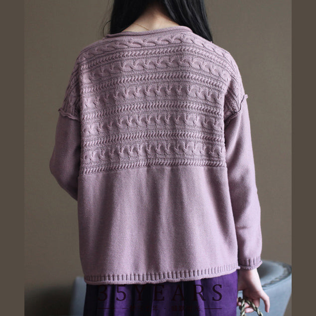 pink vintage cotton sweater cardigans long sleeve baggy v neck knit short cardigan outwear