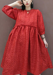 plus size Red O-Neck A line skirts Spring