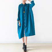 Leinenkleider in Übergröße 2021 Trend Blau Übergroße Hemden Kaftane Herbstoutfits