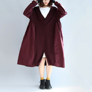 Lila-roter Patchwork-Pullover aus Baumwolle und Seide, übergroße, lässig gestrickte, lange Mäntel