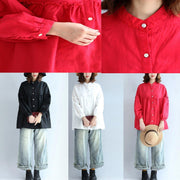 red casual cotton tops