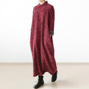 red winter dresses plus size linen dress 2024 new thick velour inside gown caftans vintage style