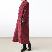 red winter dresses plus size linen dress 2021 new thick velour inside gown caftans vintage style
