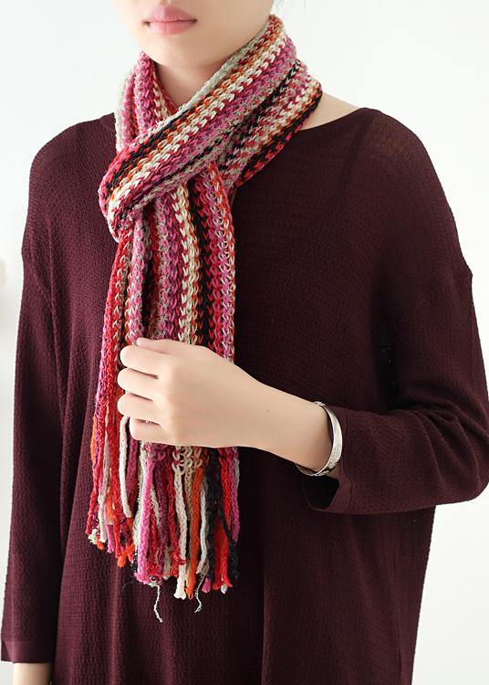 red winter women warm scarf National style knit scarves - SooLinen