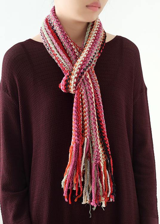 red winter women warm scarf National style knit scarves - SooLinen