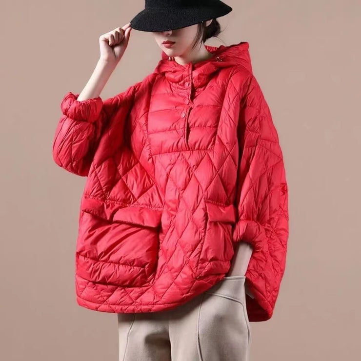 2024 Loose Fitting Winter Puffer Jacket Hooded Black Down Coat