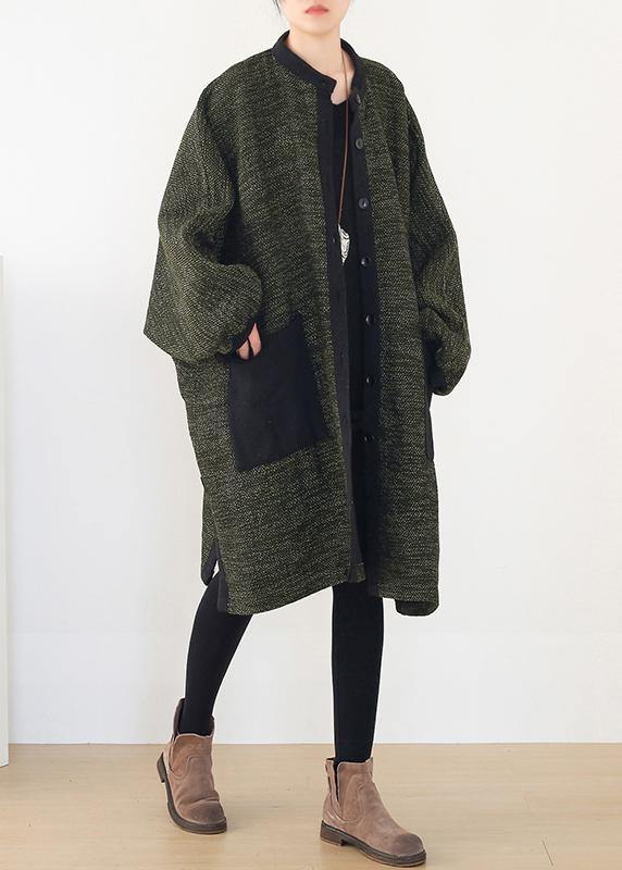 spring army green knit cardigans trendy plus size spring o neck knitted coat - SooLinen