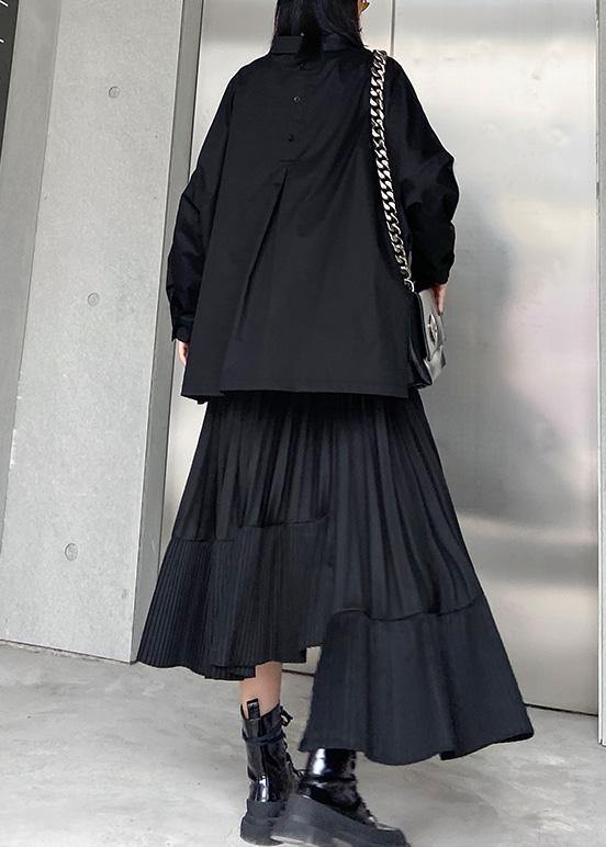 spring women casual high waist asymmetric hem skirts - SooLinen