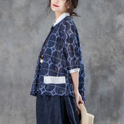 stylish cotton blouses Loose fitting polo Collar Three Quarter Sleeve Irregular Women Blouse