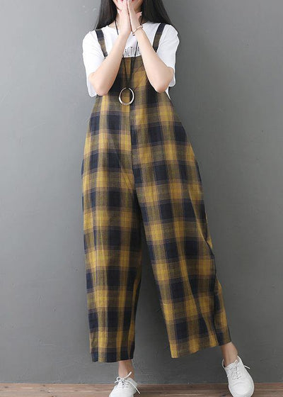 stylish cotton casual wild sleeveless jumpsuit crop pants - SooLinen