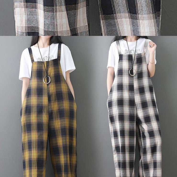 stylish cotton casual wild sleeveless jumpsuit crop pants - SooLinen