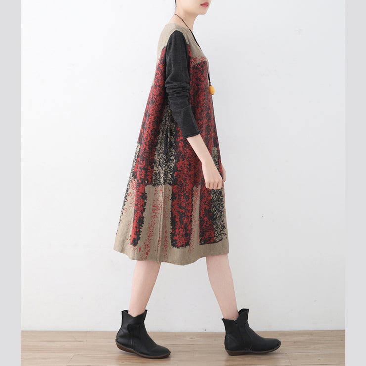stylisches khaki strickkleid trendiger plus size patchwork pullover feiner asymmetrischer pullover
