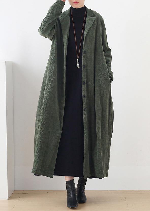 suit collar Fashion striped outfit green loose outwears - SooLinen