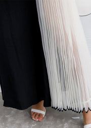 summer black chiffon casual maxi skirts women patchwork nets yarn beach skirts - SooLinen