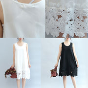 Sommer schwarzes stilvolles Sommerkleid aus Baumwolle in Übergröße beiläufige Kleider O-Ausschnitt Maxikleid